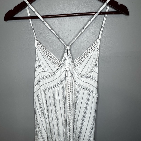 Sloane Rouge Women's Small White Striped Crochet Trim Cami Tank Top USA EUC - Picture 3 of 7